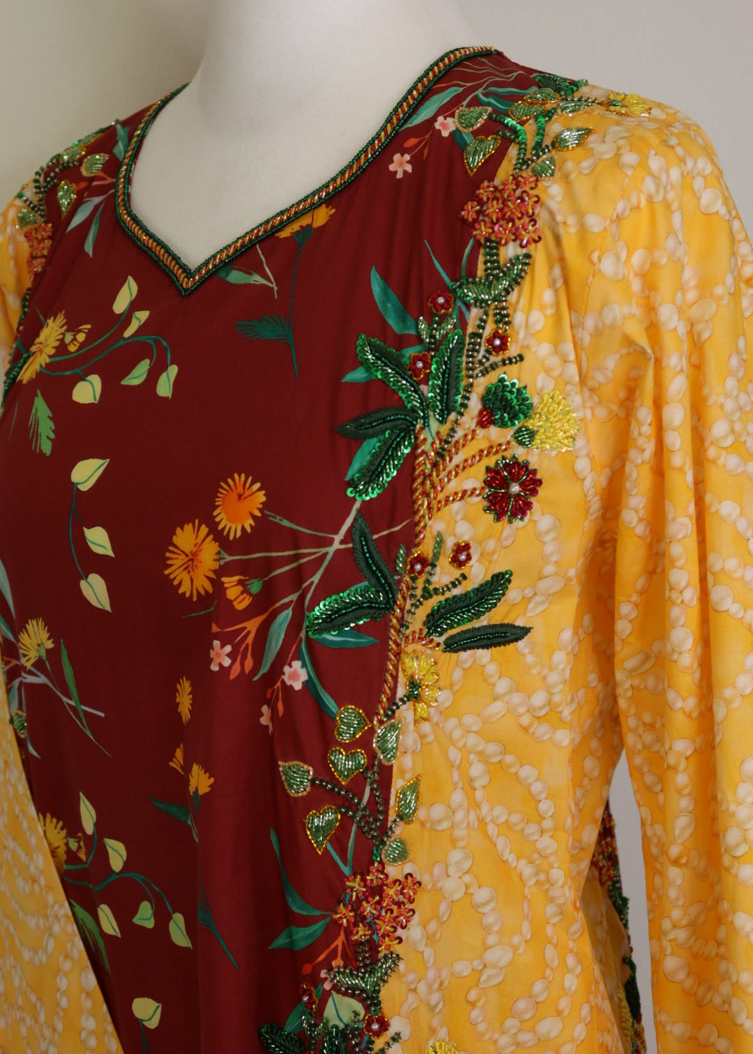 Floral Maroon Mukhawar
