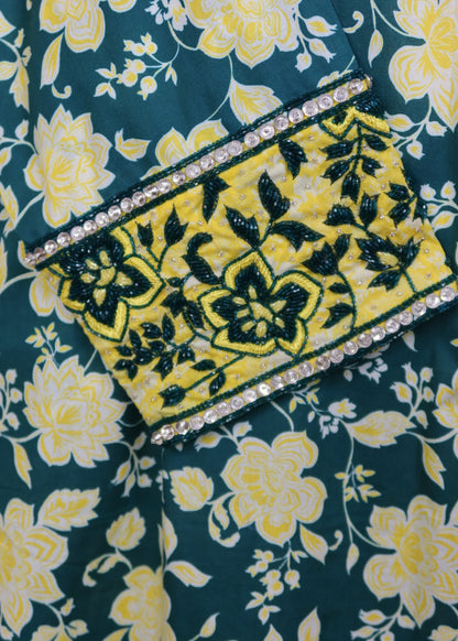 Forest Green & Lemon Floral Mukhawar