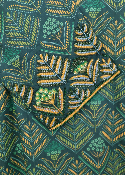 Embroidered Arbi Royal Green